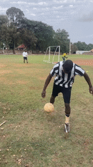 Soccer player practices ball juggling skills in Jos, Nigeria