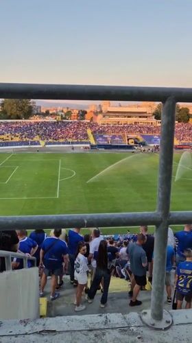 Match day at a packed Sofia football stadium