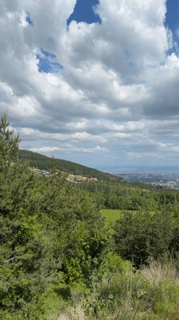 Morning panoramic views captured across Bistritsa, Bulgaria hillsides