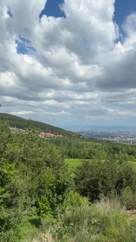 Morning panoramic views captured across Bistritsa, Bulgaria hillsides