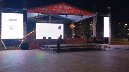 Victory Day stage setup observed in Nizhnevartovsk plaza