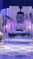 Inside a decorated wedding hall in Khujand, Tajikistan
