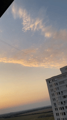 Sunset over Chornomorsk apartments, with a side of apples