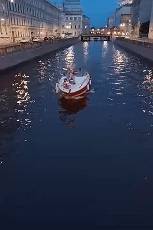 Saint Petersburg canals and landmarks at midsummer dusk