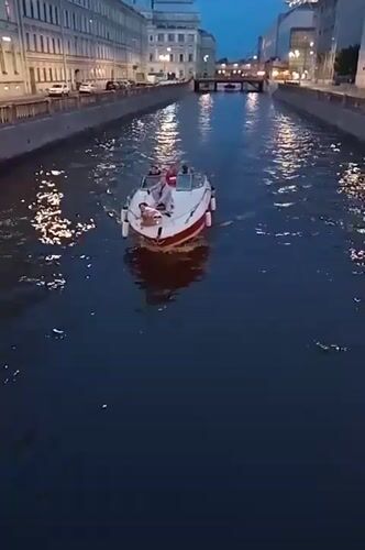 Saint Petersburg canals and landmarks at midsummer dusk