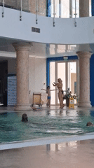Morning swim session recorded at Montenegro coastal pool facility