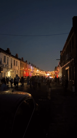 Street party in full swing on a London evening