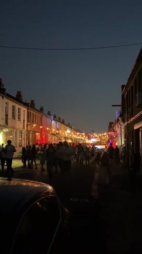 Street party in full swing on a London evening