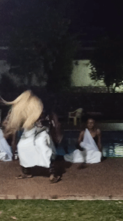 Traditional dance performances captured poolside in Rwanda evening