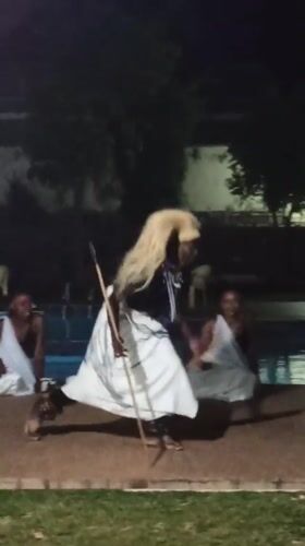 Traditional dance performances captured poolside in Rwanda evening