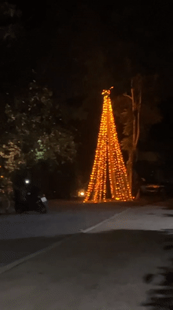 Thailand nighttime scenes show Christmas lights, bar activity, traffic