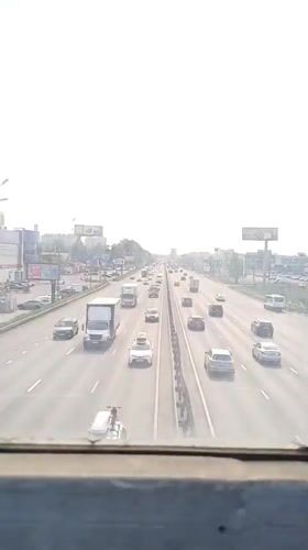 Busy highway traffic recorded from elevated view in Balashikha