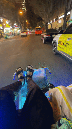 Nighttime cyclo ride captured in Nha Trang, Vietnam