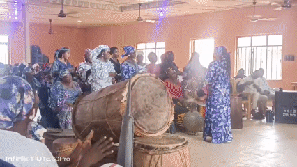 Traditional women's musical performance draws audience in Akwanga