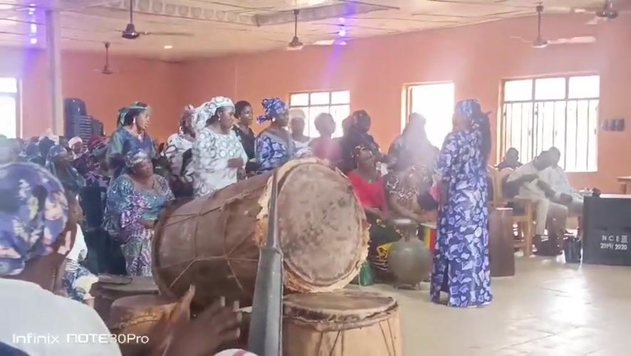 Traditional women's musical performance draws audience in Akwanga