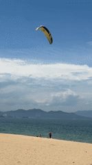 Kiteboarding session on Nha Trang's coast, wipeout and all