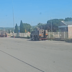 Military armored vehicles spotted parked on road in Lançon-Provence