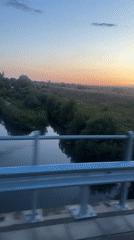 Sunset river view from a bridge in rural Bulgaria