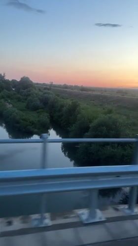 Sunset river view from a bridge in rural Bulgaria