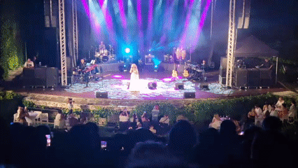 Female singer leads outdoor concert in Varna, Bulgaria