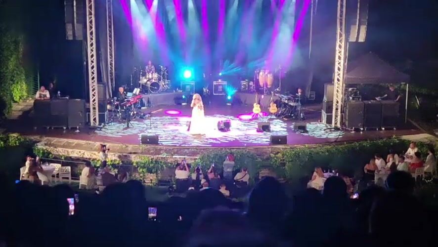 Female singer leads outdoor concert in Varna, Bulgaria