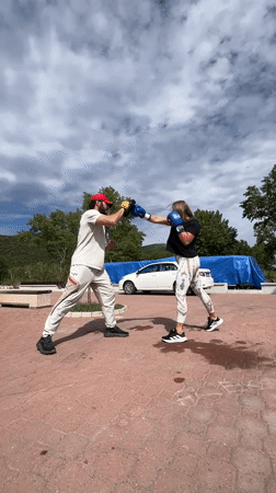 Outdoor boxing training session captured in Prijevor, Montenegro