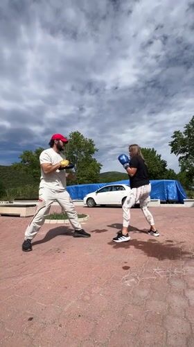 Outdoor boxing training session captured in Prijevor, Montenegro
