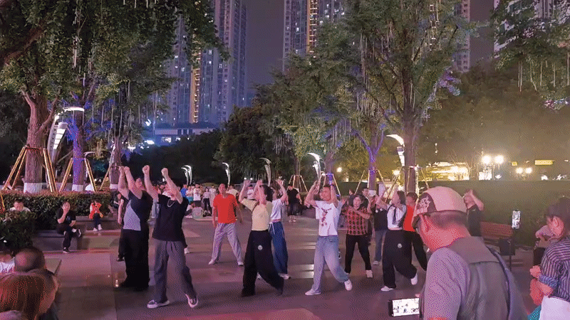 Nighttime urban life documented across Liangjiang, China commercial districts