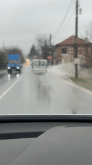 Rainy morning commute captured on dashcam in Cherven, Bulgaria