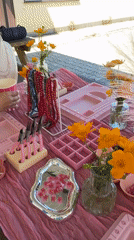 Outdoor jewelry-making workshop in Birobidzhan with crafts and food