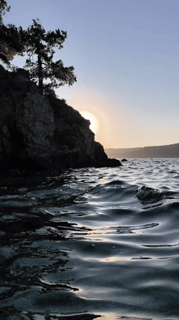 Swimming and scenery at a littered Prince Islands cove
