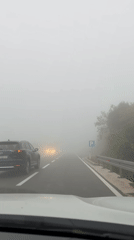 Dense fog reduces visibility for drivers in Montenegro