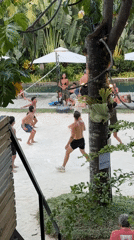 Beach volleyball and pedestrian activity observed at General Luna resort