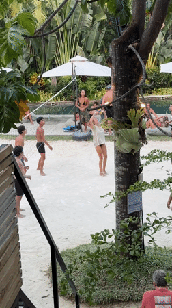 Beach volleyball and pedestrian activity observed at General Luna resort