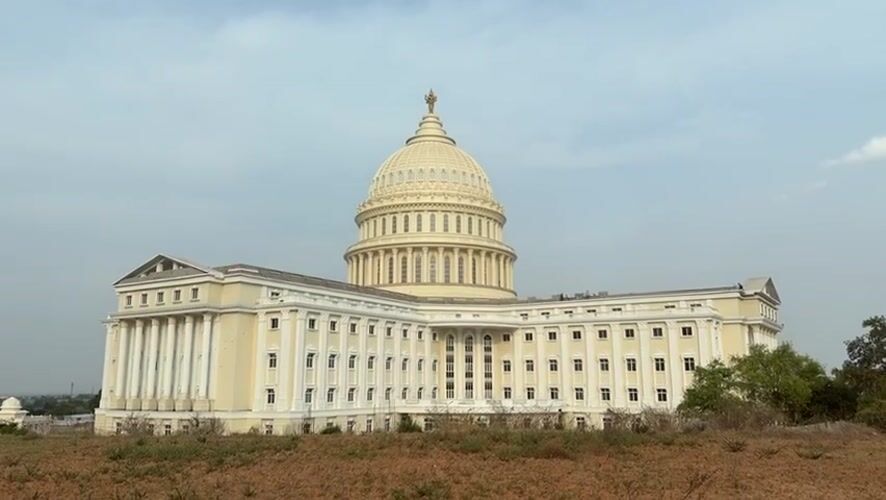Capitol-like dome and clock tower documented in Tirnahalli