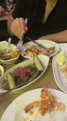 Diner enjoys tapas meal at Lisbon restaurant