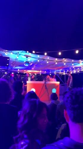 Outdoor nighttime party draws crowds in Paris