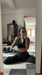 Woman takes fitness selfie in mirror in Svilengrad