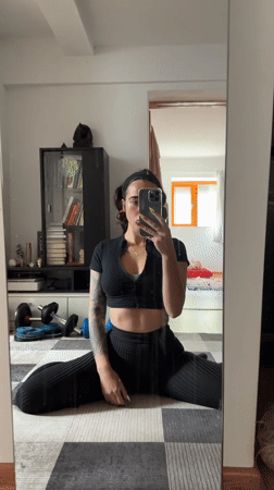 Woman takes fitness selfie in mirror in Svilengrad
