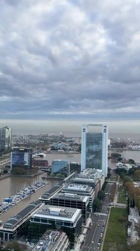 Aerial documentation captures Buenos Aires Puerto Madero district skyline