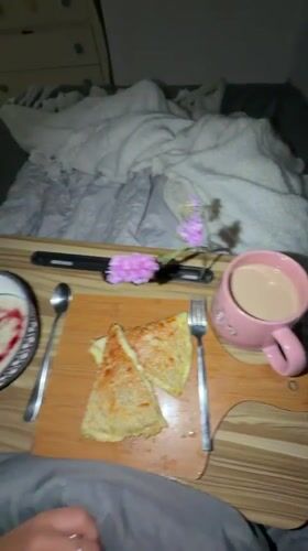 Breakfast in bed documented in Kiryat Bialik, Israel
