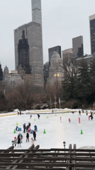 Ice skaters practice at NYC public rink with training aids