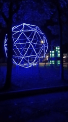Illuminated public art installations light up Svietlahorsk at night