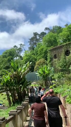 Tourists explore New Athos monastery and scenic waterfalls
