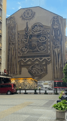 Sofia residents enjoy afternoon moments near mural, park