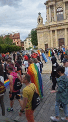 Pride parade marches through central Warsaw with rainbow flags