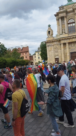 Pride parade marches through central Warsaw with rainbow flags