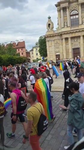 Pride parade marches through central Warsaw with rainbow flags