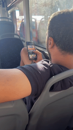 Casual moments captured in Tel-Aviv: bus passenger, indoor dog