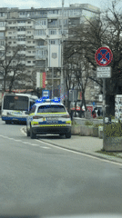 Police car with flashing lights spotted on Varna street